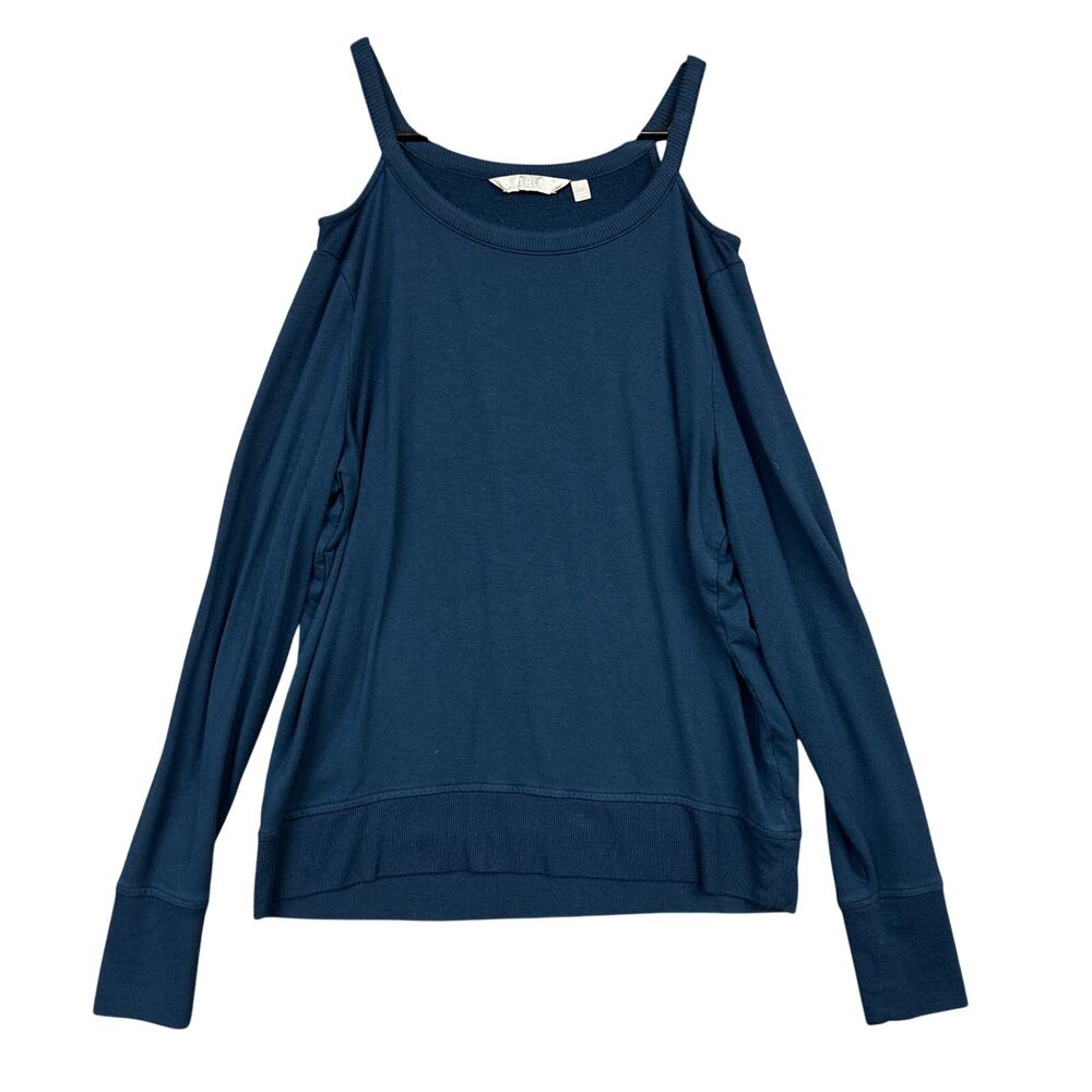 Athleta Womens Sweatshirt Blue Teal Cold Shoulder Long Sleeve Soft Modal Medium